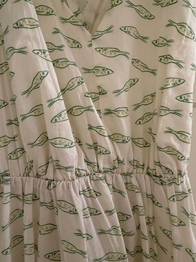 Light Ivory Fish Printed Cross Back Dress